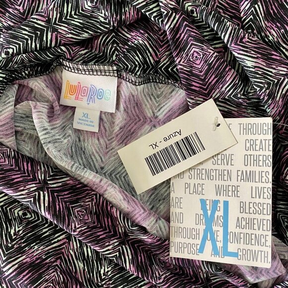 LuLaRoe Azure Skirt Black Purple Geometric Design Women's XL NEW NWT - Picture 3 of 7